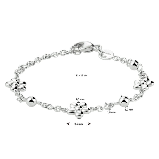 vDam Armband Bloem 11cm - 13 Cm Zilver Gerhodineerd 1333088  11cm