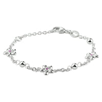 vDam Armband Bloem Roze Zirkonia 11 - 13 Cm Zilver Gerhodineerd 1333091
