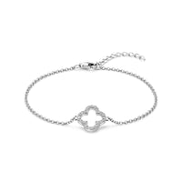 vDam Armband Bloem Zirkonia 17+3cm Zilver Gerhodineerd 1339246