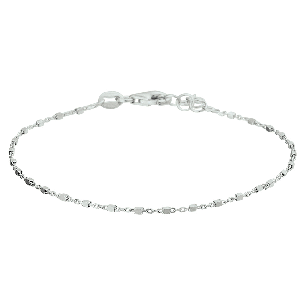 vDam Armband Blokjes 1,1 Mm 17 + 2 Cm Zilver Gerhodineerd 1327009