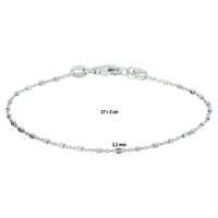 vDam Armband Blokjes 1,1 Mm 17cm + 2 Cm Zilver Gerhodineerd 1327009  17cm
