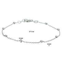 vDam Armband Bolletjes 1,2 Mm 17cm + 2 Cm Zilver Gerhodineerd 1327013  17cm