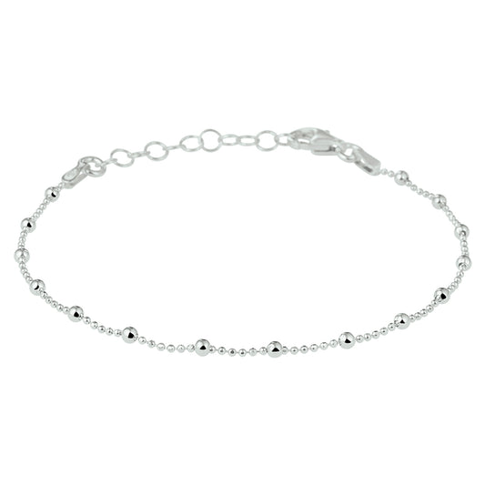 vDam Armband Bolletjes 2,0 Mm 16 + 3 Cm Zilver Gerhodineerd 1328619