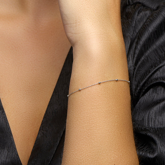 vDam Armband Bolletjes 2,0 Mm 16cm + 3 Cm Zilver Gerhodineerd 1330905  16cm