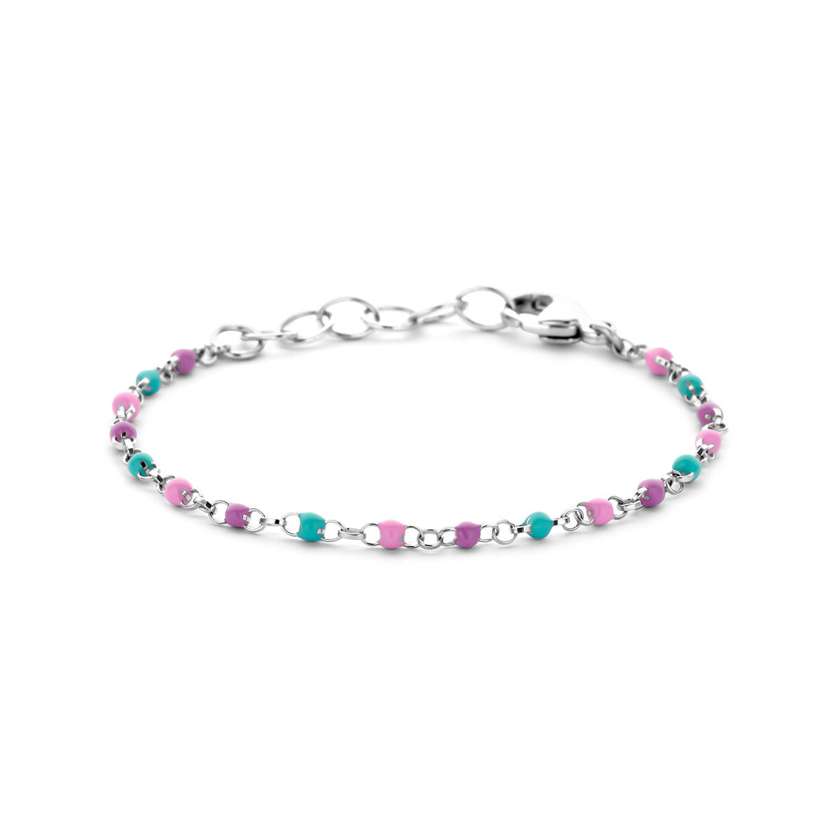vDam Armband Bolletjes Gekleurd Emaille 11 + 2 Cm Zilver Gerhodineerd 1339012