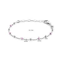 vDam Armband Bolletjes Roze Emaille 13cm + 3 Cm Zilver Gerhodineerd 13cm38760  13cm