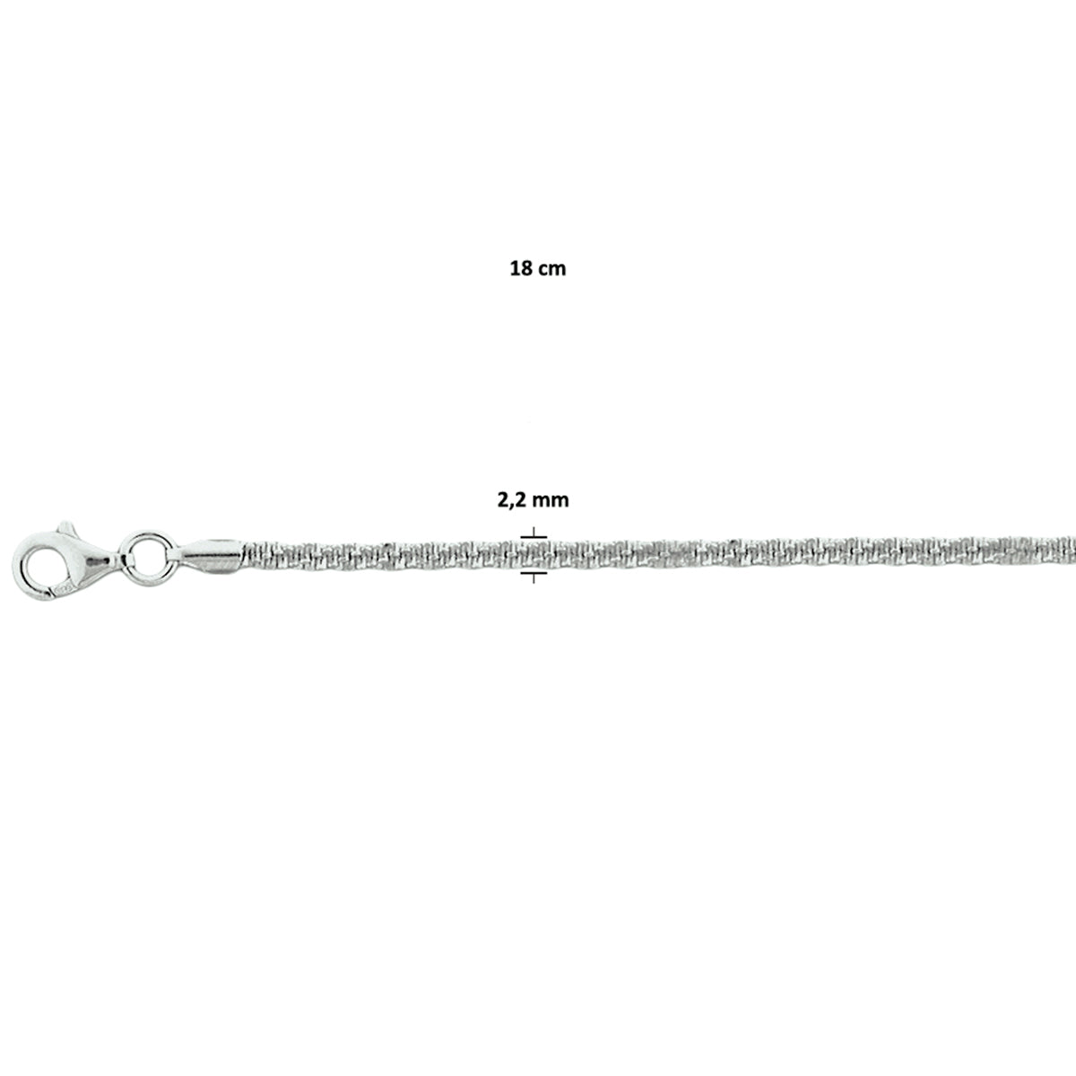 vDam Armband Fantasie 2,2 Mm Zilver Gerhodineerd 1325536  19cm