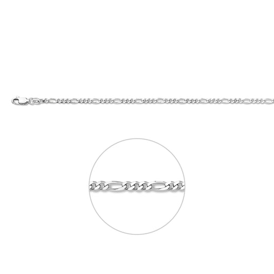 vDam Armband Figaro 2,7 Mm Zilver Gerhodineerd 1327266