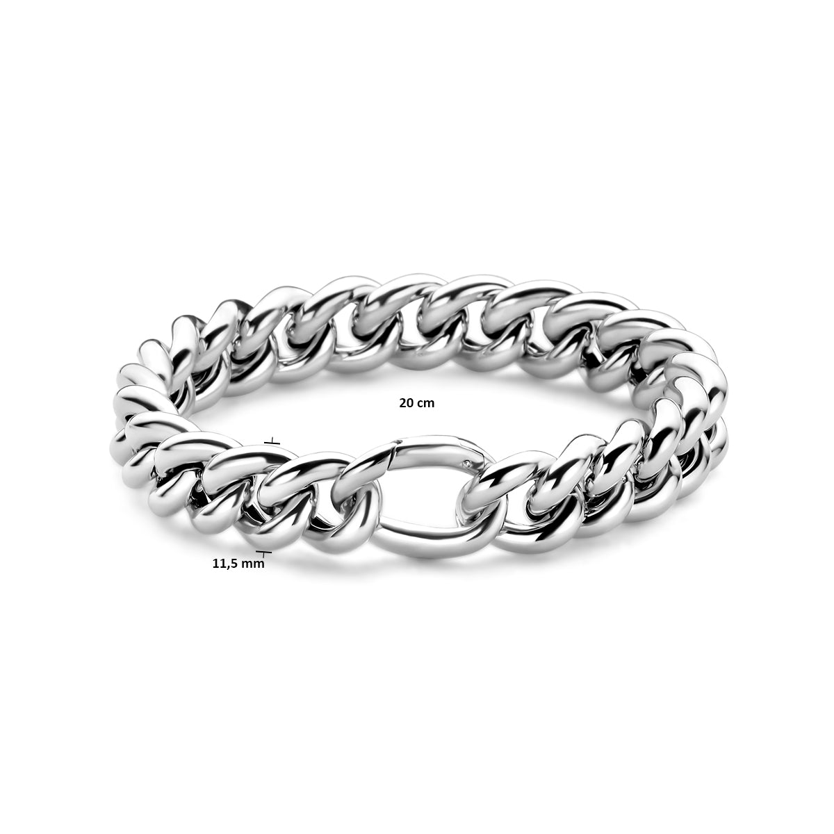 vDam Armband Gourmette 11,5 Mm 20cm Cm Zilver Gerhodineerd 1340743  20cm