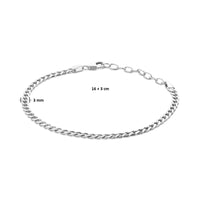 vDam Armband Gourmette 3,0 Mm 16cm + 3 Cm Zilver Gerhodineerd 1335066  16cm