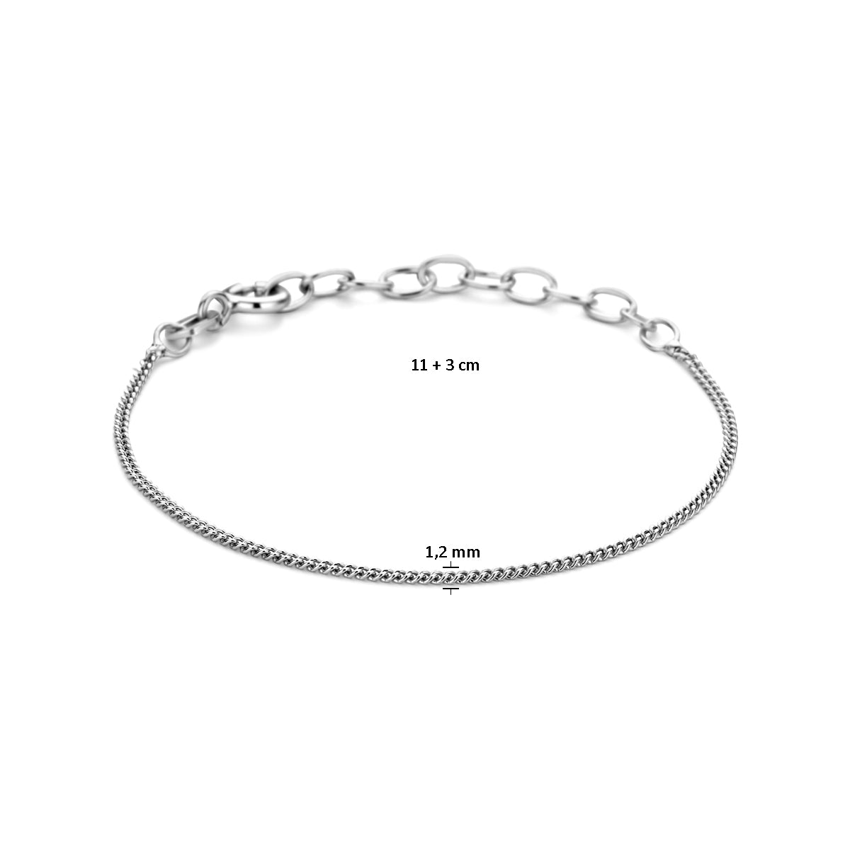 vDam Armband Gourmette 4-zijdes Geslepen 1,2 Mm Zilver Gerhodineerd 1337042  11cm