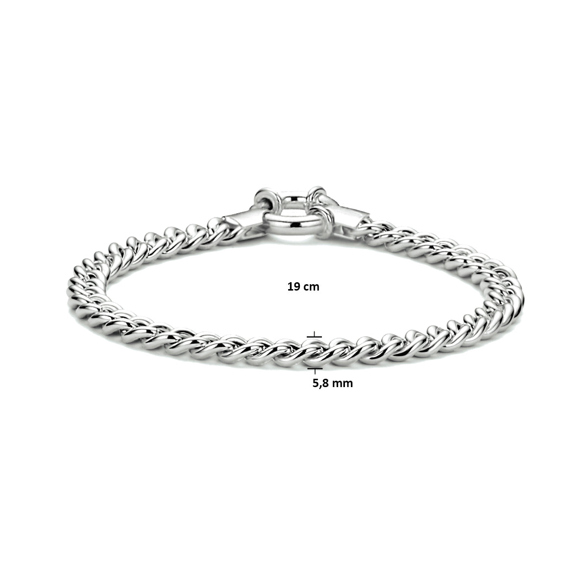 vDam Armband Gourmette 5,8 Mm 19cm Cm Met Groot Springslot Zilver Gerhodineerd 1338026  19cm