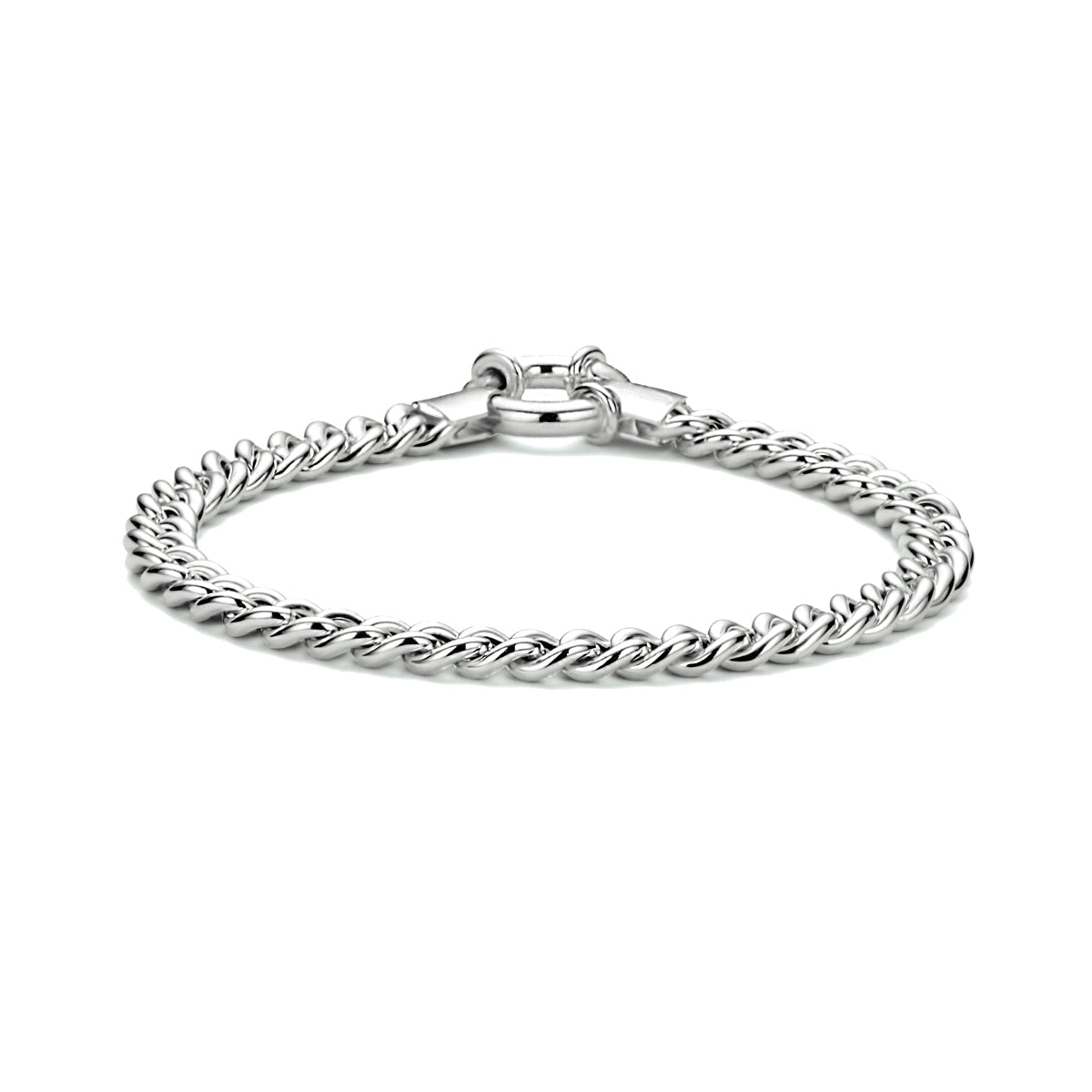 vDam Armband Gourmette 5,8 Mm 19 Cm Met Groot Springslot Zilver Gerhodineerd 1338026
