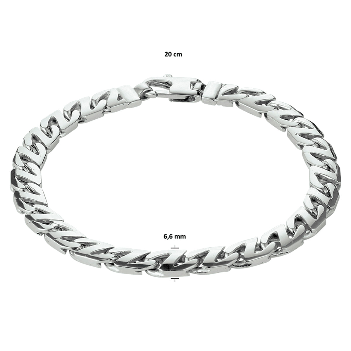 vDam Armband Gourmette 6,6 Mm Zilver Gerhodineerd 1330507  20cm