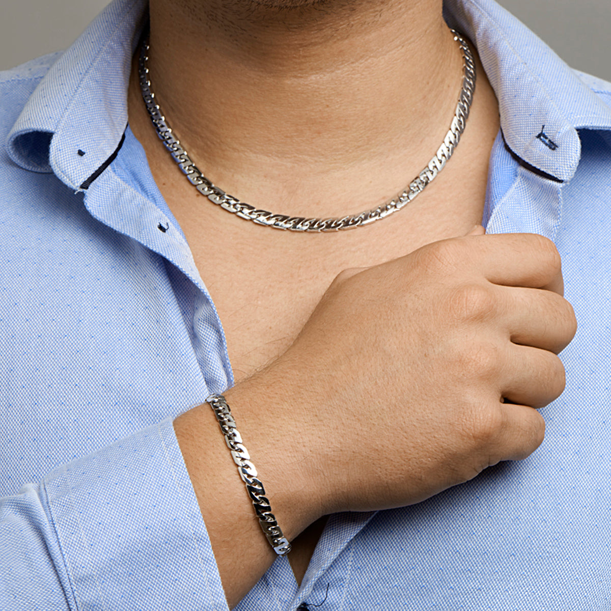 vDam Armband Gourmette 6,6 Mm Zilver Gerhodineerd 1330507  20cm