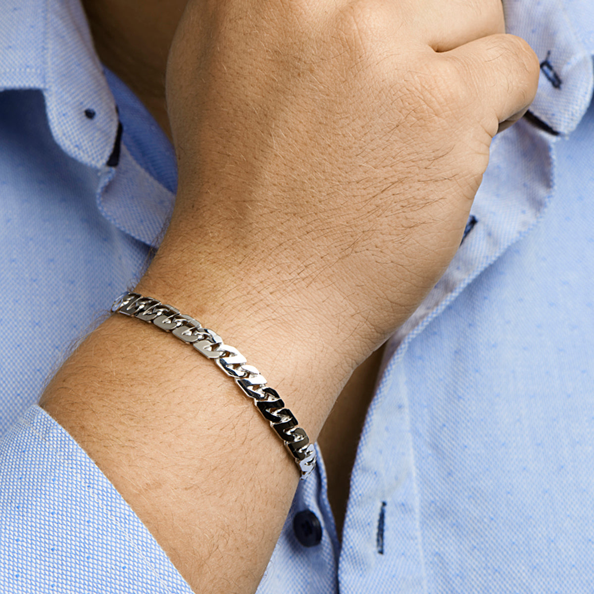 vDam Armband Gourmette 6,6 Mm Zilver Gerhodineerd 1330507  20cm