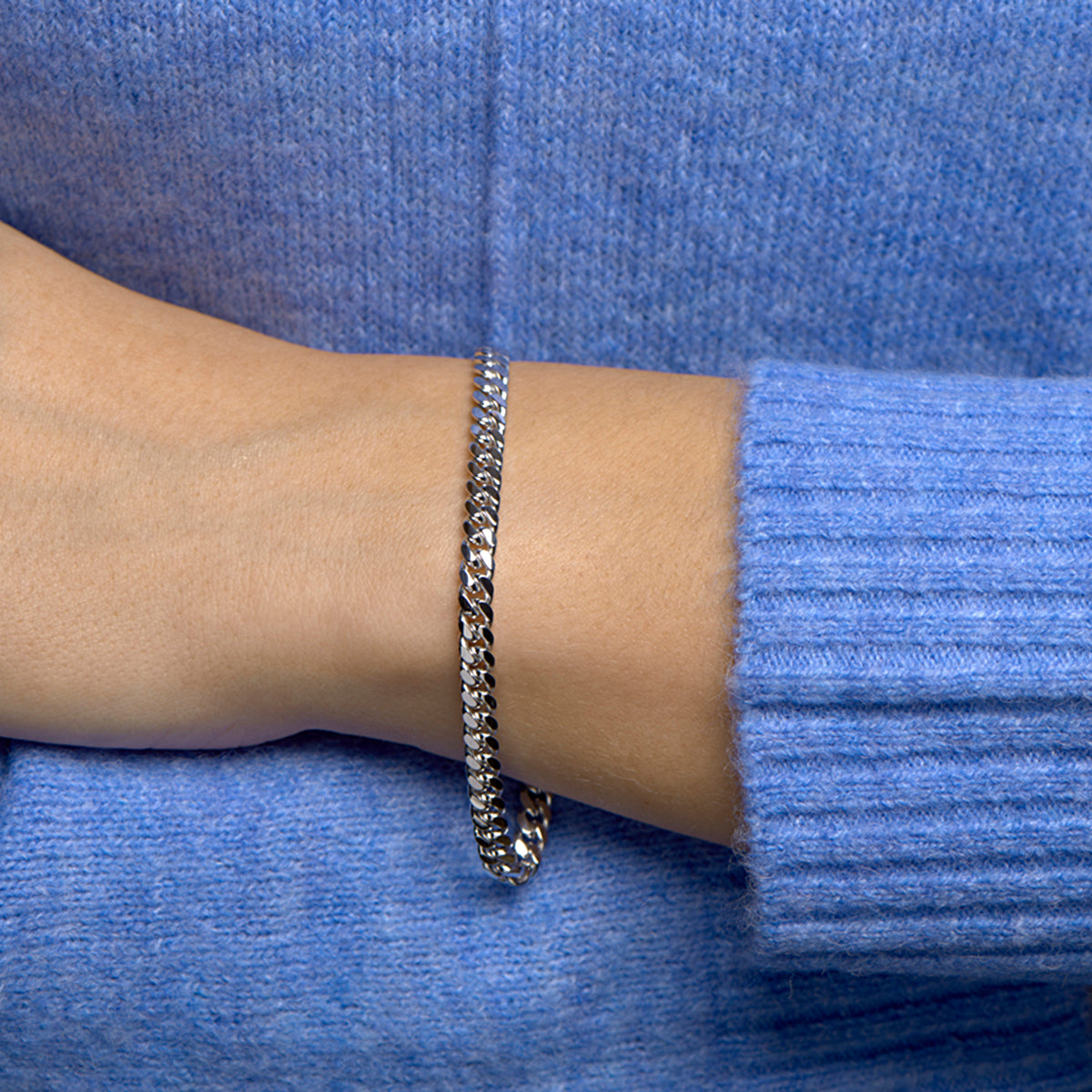 vDam Armband Gourmette 6-zijdes Geslepen 4,8 Mm 19cm Cm Zilver Gerhodineerd 1332396  19cm