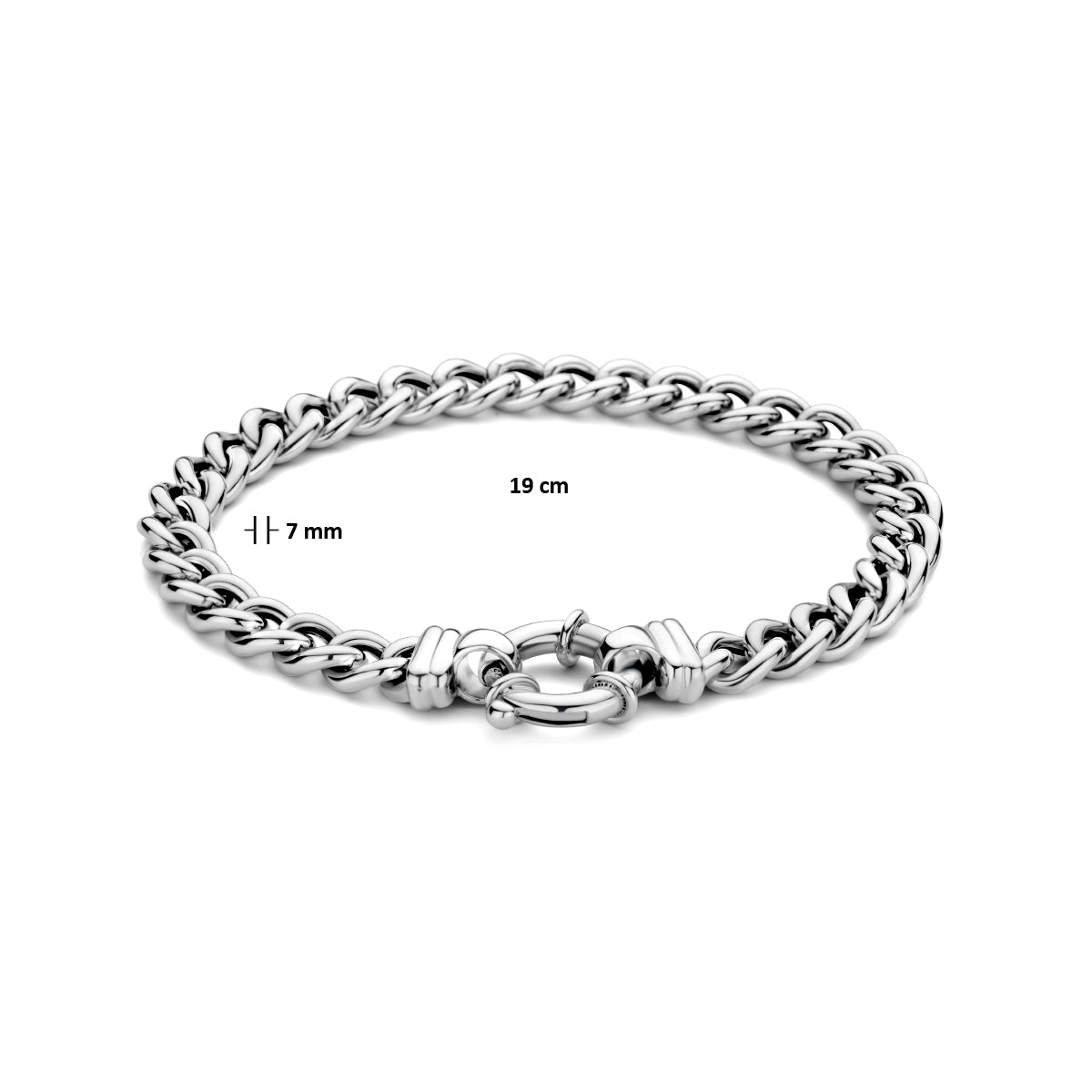 vDam Armband Gourmette 7,0 Mm 19cm Cm Met Groot Springslot Zilver Gerhodineerd 1336600  19cm