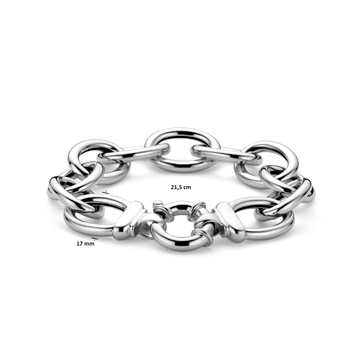 vDam Armband Groot Slot 17 Mm 21,5 Cm Zilver Gerhodineerd 1340751  21.5cm