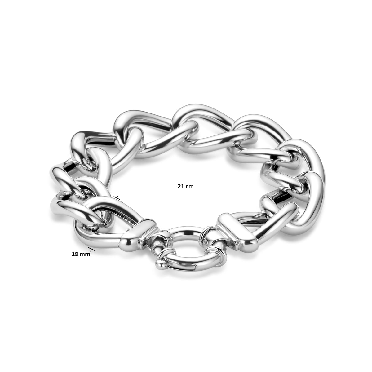 vDam Armband Groot Slot Gourmette 18 Mm 21cm Cm Zilver Gerhodineerd 1340745  21cm