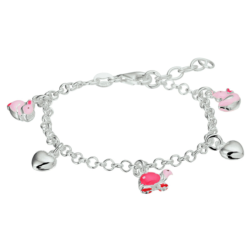 vDam Armband Hart En Dieren 13 + 2 Cm Zilver Gerhodineerd 1329678