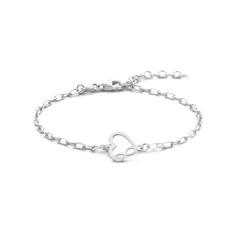 vDam Armband Hart En Infinity 16 + 3 Cm Zilver Gerhodineerd 1336396