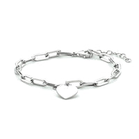 vDam Armband Hart Paperclip Platte Buis 16 + 3 Cm Zilver Gerhodineerd 1334823