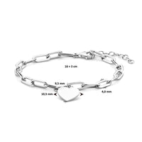 vDam Armband Hart Paperclip Platte Buis 16cm + 3 Cm Zilver Gerhodineerd 1334823  16cm