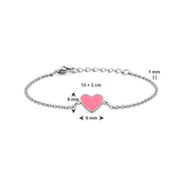 vDam Armband Hart Roze Emaille 13cm + 2 Cm Zilver Gerhodineerd 13cm38586  13cm