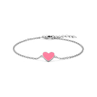 vDam Armband Hart Roze Emaille 16 + 2 Cm Zilver Gerhodineerd 1338589