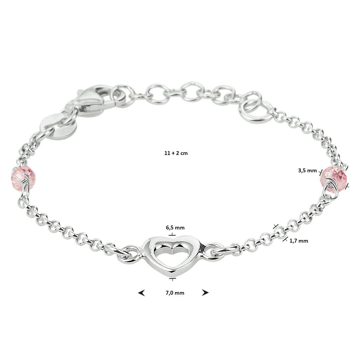 vDam Armband Hart Zilver Gerhodineerd 1333291  11cm