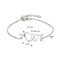 vDam Armband Hartjes 16cm + 3 Cm Zilver Gerhodineerd 1333997  16cm