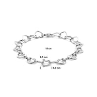 vDam Armband Hartjes 8,5 Mm 18cm Cm Zilver Gerhodineerd 1338356  18cm