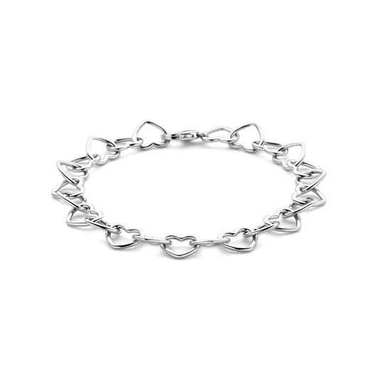 vDam Armband Hartjes 8,5 Mm 18 Cm Zilver Gerhodineerd 1338356