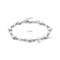 vDam Armband Hartjes En Swarovski Parels 17cm + 2 Cm Zilver Gerhodineerd 1338636  17cm