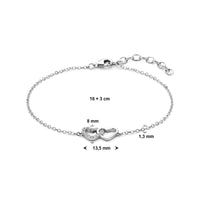vDam Armband Hartjes En Zirkonia 16cm + 3 Cm Zilver Gerhodineerd 1325706  16cm
