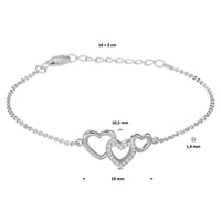 vDam Armband Hartjes En Zirkonia 16cm + 3 Cm Zilver Gerhodineerd 1328552  16cm