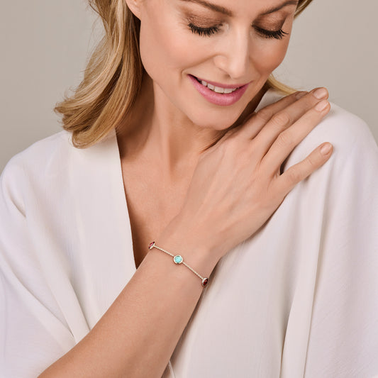 vDam Armband Kleurstenen 17cm - 18,5 - 20 Cm Zilver Gerhodineerd 1338801  17cm