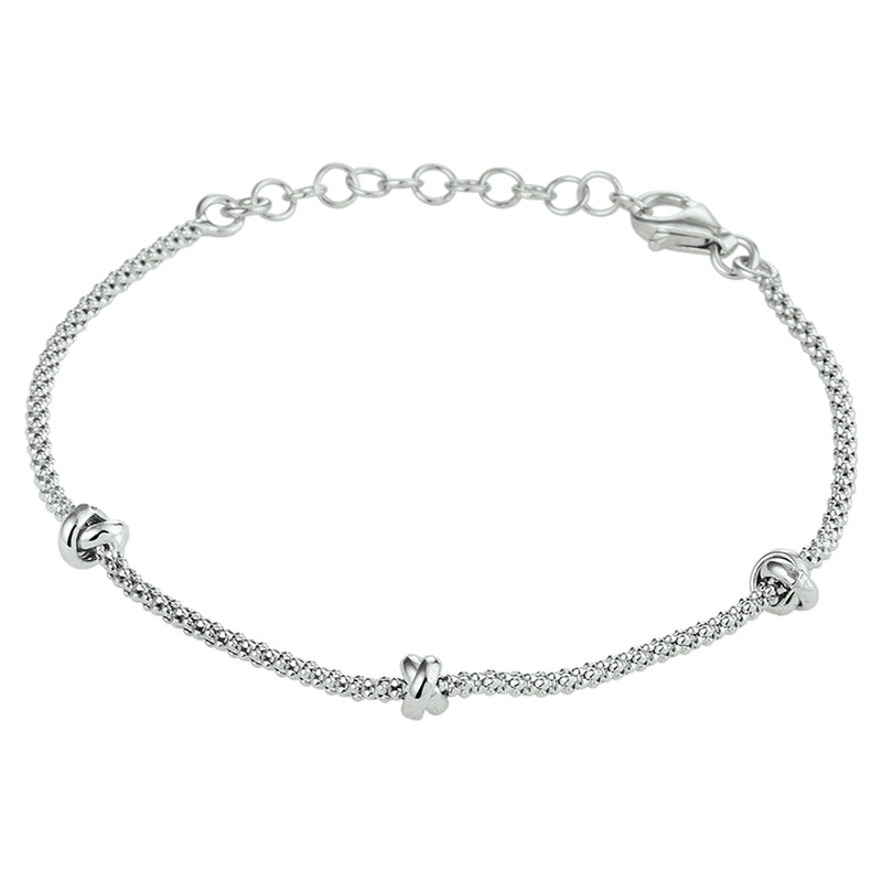 vDam Armband Knopen 4,5 Mm 16 + 3 Cm Zilver Gerhodineerd 1332245