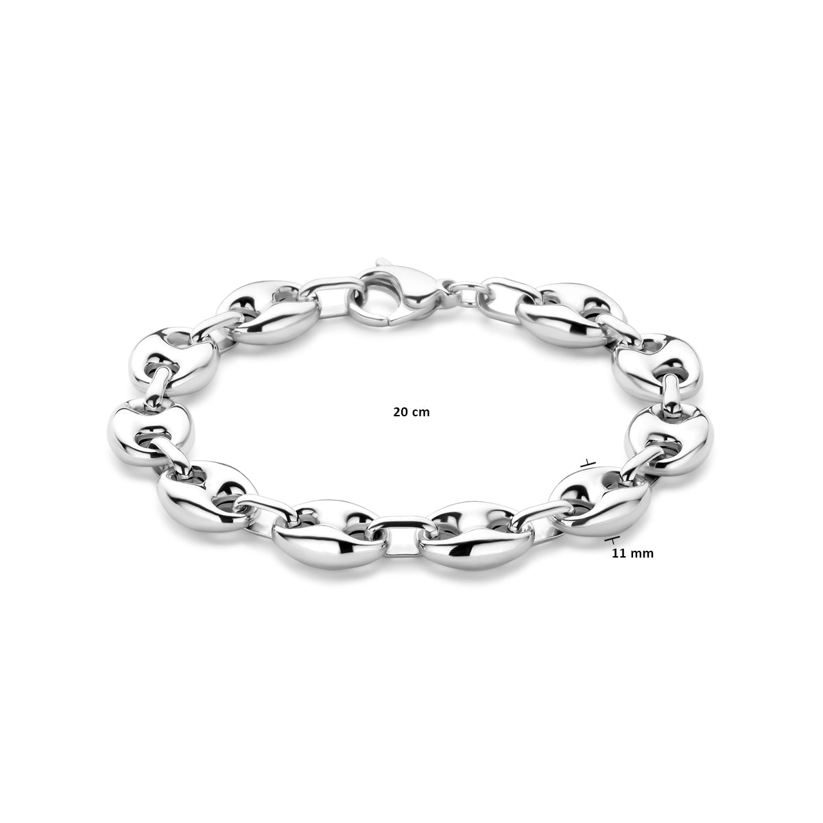 vDam Armband Koffieboon 11 Mm 20cm Cm Zilver Gerhodineerd 1340015  20cm