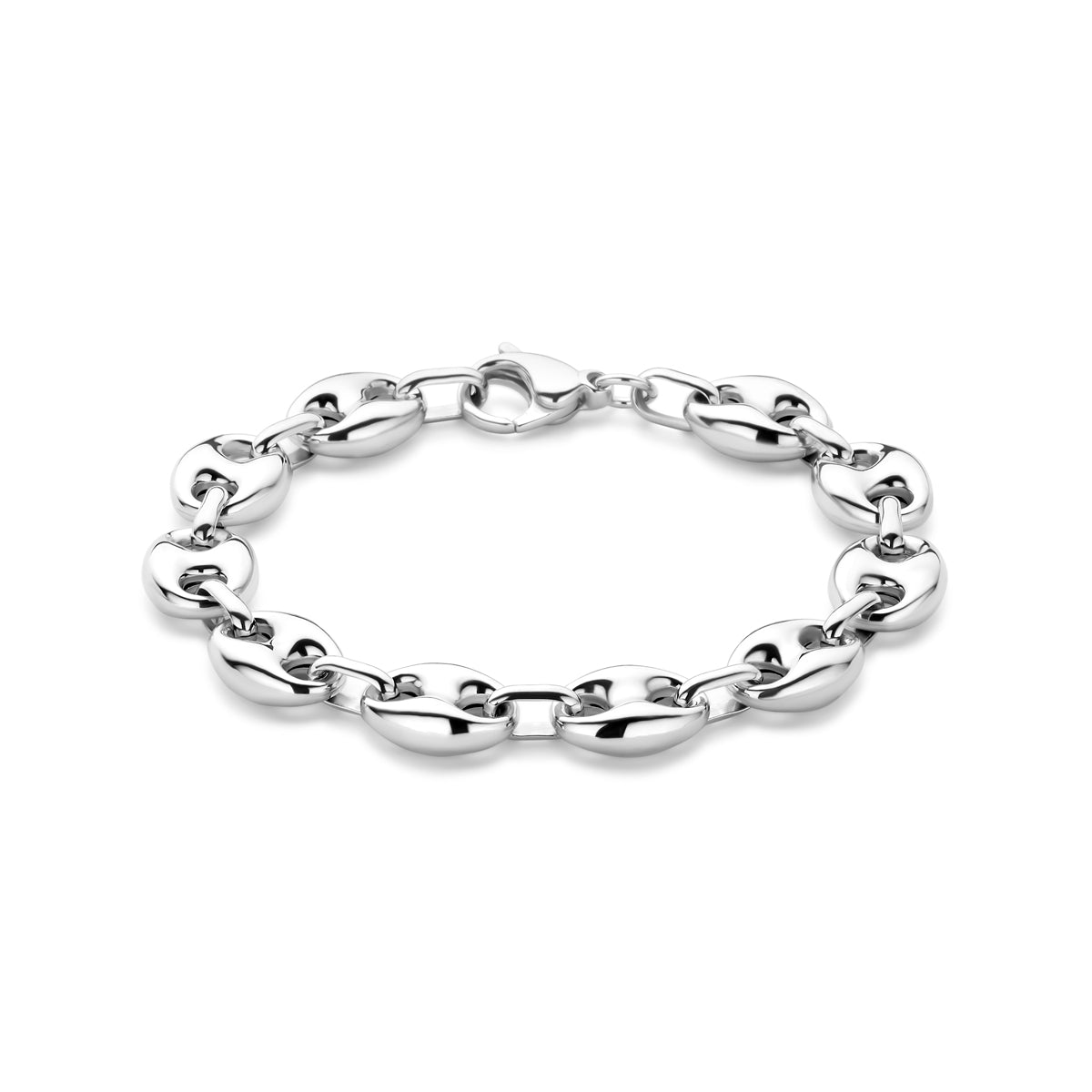 vDam Armband Koffieboon 11 Mm 20 Cm Zilver Gerhodineerd 1340015