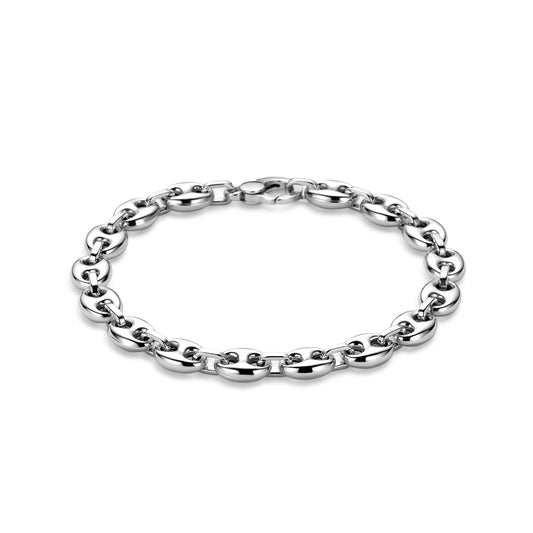 vDam Armband Koffieboon 7,5 Mm 19 Cm Zilver Gerhodineerd 1340747