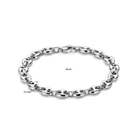 vDam Armband Koffieboon 7,5 Mm 19cm Cm Zilver Gerhodineerd 1340747  19cm