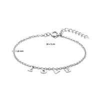 vDam Armband Love 16cm + 3 Cm Zilver Gerhodineerd 1336787  16cm