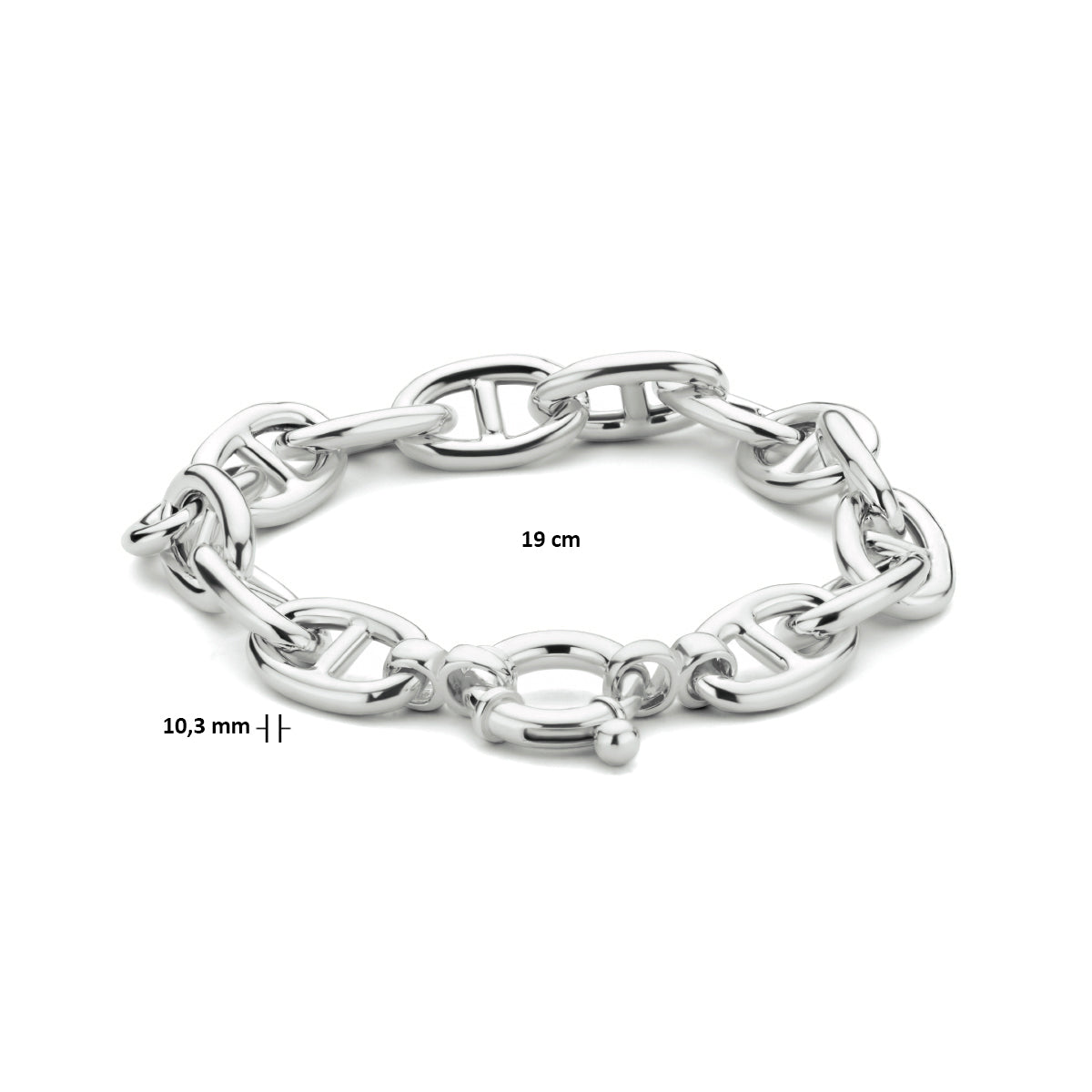 vDam Armband Marine 10,3 Mm 19cm Cm Met Groot Springslot Zilver Gerhodineerd 1334835  19cm