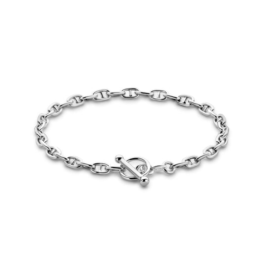 vDam Armband Marine Ronde Buis 3,9 Mm 185 Cm Kapittelslot Zilver Gerhodineerd 1339685