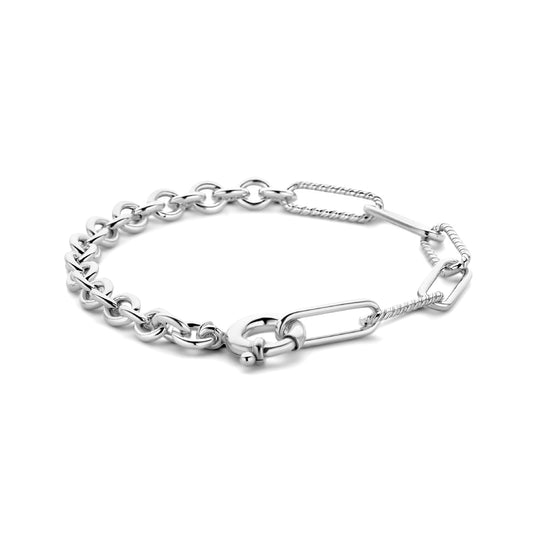 vDam Armband Paperclip En Jasseron 6,0 Mm 19 Cm Met Groot Springslot Zilver Gerhodineerd 1335961