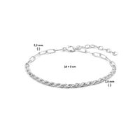 vDam Armband Paperclip En Koord 2,8 Mm 16cm + 3 Cm Zilver Gerhodineerd 1334824  16cm