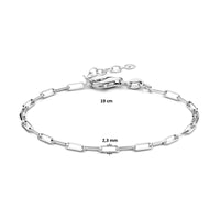 vDam Armband Paperclip Platte Buis 2,3 Mm 16cm + 3 Cm Zilver Gerhodineerd 1335419  16cm