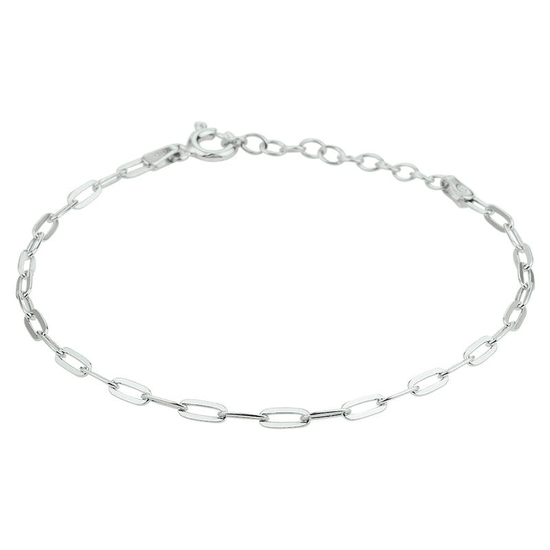 vDam Armband Paperclip Platte Buis 2,4 Mm 16 + 3 Cm Zilver Gerhodineerd 1337165